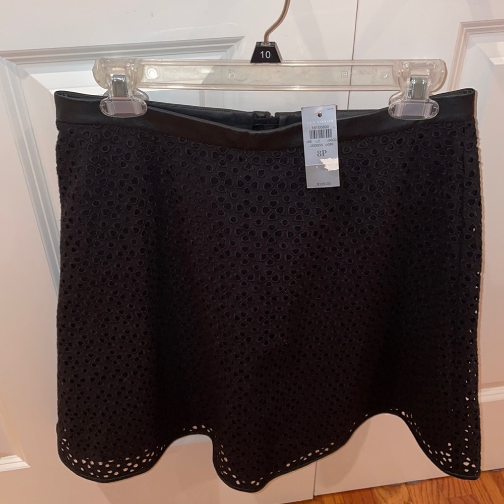 Ann Taylor size 8P black eyelet skirt